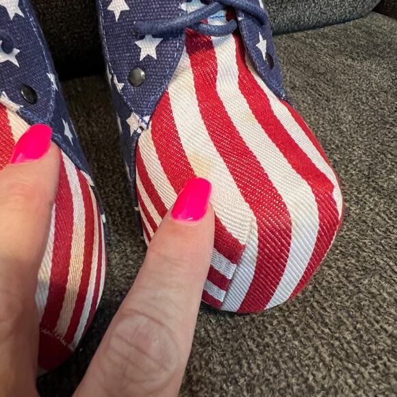 Gojane Platform Boots Women Sz 9 Red White Blue Stripes Stars USA Flag Patriotic - Picture 3 of 9
